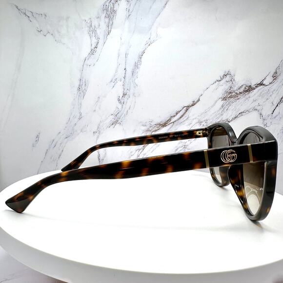 New GUCCI Sunglasses 56mm Brown Tortoise Round Gold Metal Interlocking GG Logo main image 12